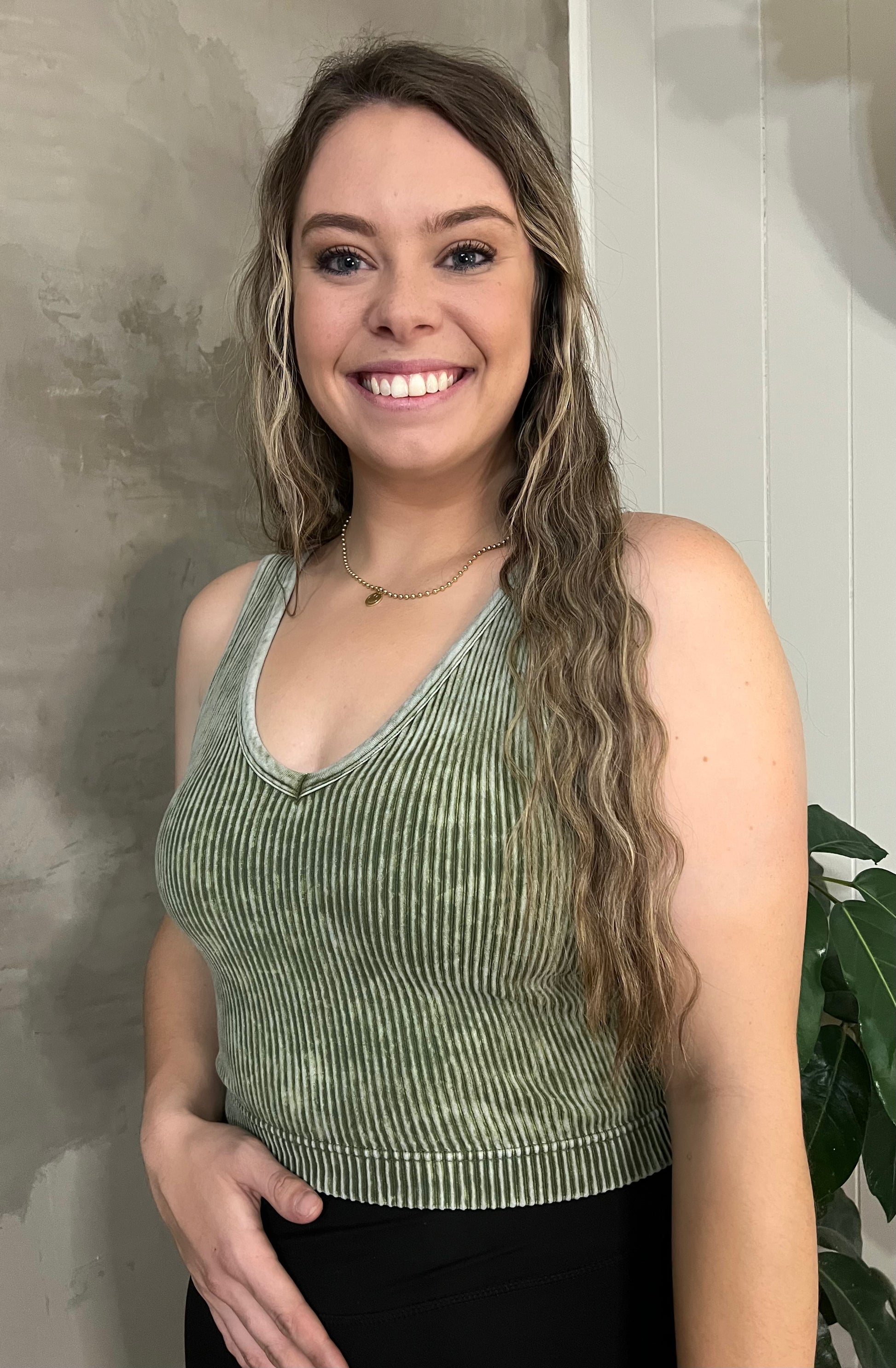 Green w/ Envy Ribbed Tank Janie’s No Sugar Boutique