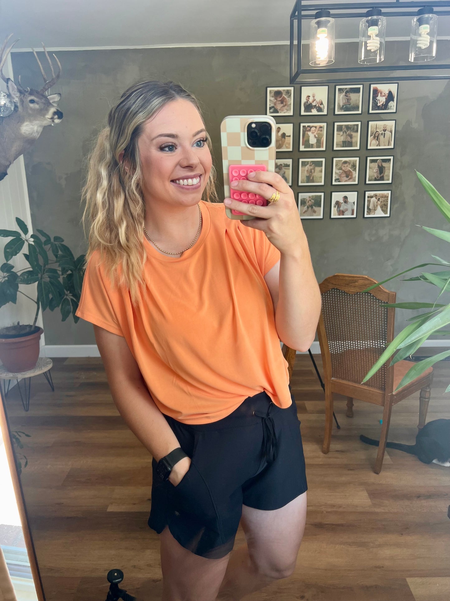 Orange Crush Pleated Top